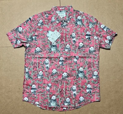 Reyn Spooner Men’s XL San Diego Zoo Panda Tailored Fit Red Aloha Hawaiian Shirt - Image 1 of 4