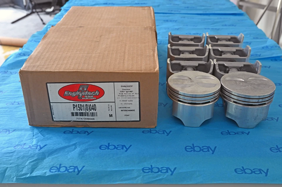 ENGINETECH P1501 (SIZE:040) FLAT TOP PISTONS fits: 63-92 FORD 4.7L 5.0L 289 302 - Image 1 of 1