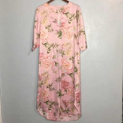 NWT Cabernet Sleep Sense satin floral long sleeve midi night gown sz S - Image 1 of 4