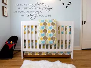 I'LL LOVE YOU FOREVER Wall Decal Words Quote Baby Nursery Home Decor 48" - Picture 1 of 1