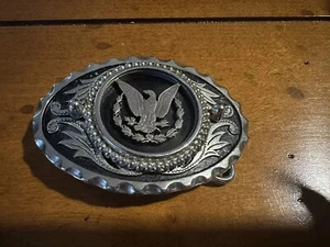 Vintage Patriotische Robbe Gürtelschnalle Silber - Bild 1 von 5