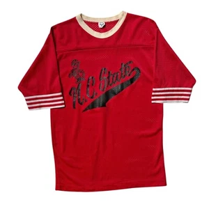 70s Vintage N.C. State Mesh T-Shirt Nylon Jersey Top North Carolina Wolfpack - Picture 1 of 7