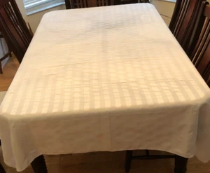 Tischdecke, Streifen Design, Baumwollmischung, waschbar, weiß, 81,5 x 58,5" - Bild 1 von 3