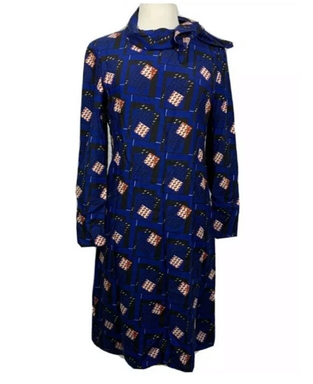 复古 70 年代 Adele Simpson Union Made A Line 连衣裙 领带 办公室 职业 复古 — 第 1/4 张图片