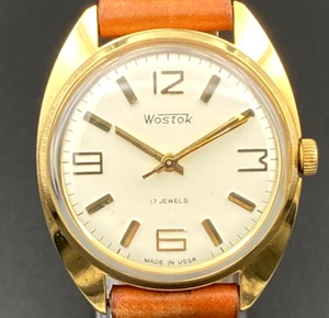 🚩 VOSTOK WOSTOK VINTAGE USSR SOVIET 2409 RARE Gold Plated MAN WATCH FOR MEN - Picture 1 of 9