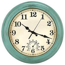 12 Inch Indoor/Outdoor Retro Waterproof Wall Clock with Thermometer,Vintage  