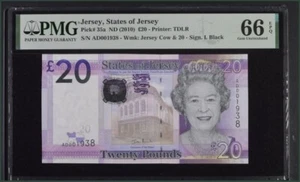 Jersey 20 Pounds ND 2010 QE II P 35 a Gem UNC PMG 66 EPQ - Picture 1 of 1