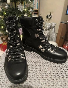 papya black hiking lace up boots size 5 new very now - Picture 1 of 5
