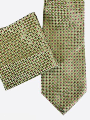 Verso 9 Corbata de Seda Pañuelo Conjunto Verde Rojo Estampado Texturizado Clásico Corbata Vintage Foto 1 de 4