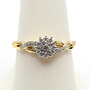 Costume Cluster Ring Crystal and Faux Marcasite Very Sparkly Gold Tone Size 8.75 - Picture 1 of 24