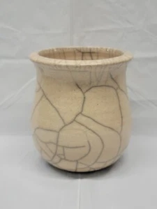 Kerry Gonzalez raku pottery VASE  5.5 INCH  / crackle glaze raku pottery # 4589 - Picture 1 of 24