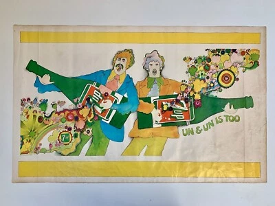 Vintage 1969 Kim Whitesides 7Up UnCola Beatles Un & Un Is Too Poster Advertising - Image 1 of 4