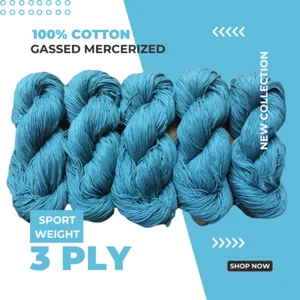 5 x 100 Grams - 100% Gassed Mercerized Cotton - Hand Dyed - 3ply - 1400 Yards 13 - Picture 1 of 1