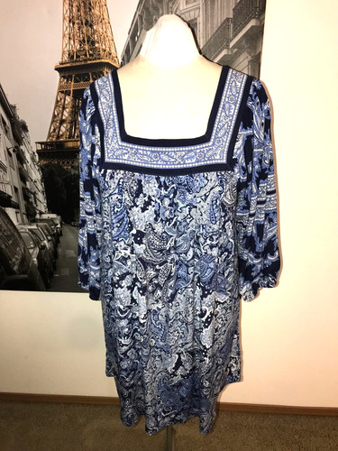 BELLISSIMO ABITO STILE TUNICA STAMPATO STRETCH MICHAEL KORS TAGLIA LARGE