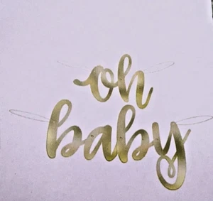 Unique Party Gold Oh Baby Banner - baby shower, baby reveal - 2.8 ft long - Picture 1 of 4