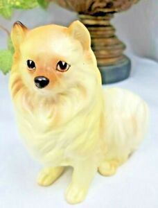 Rare Sitting Ucagco MCM Pomeranian Dog Puppy Porcelain Figurine Vintage Japan
