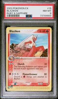 Pokémon TCG Blaziken EX Ruby and Sapphire 15/109 Regular Rare PSA 8 NM-MT - Image 1 of 2