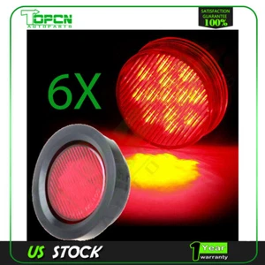 6x For Truck Trailer 2.5 inch Round 13 LED Side Marker Clearance Tail Light Red - Picture 1 of 3