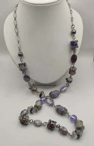 Ayala Bar Modeschmuck Halskette , Mehrfarbig, Glas, Stoff,  75 Cm.  - Bild 1 von 6