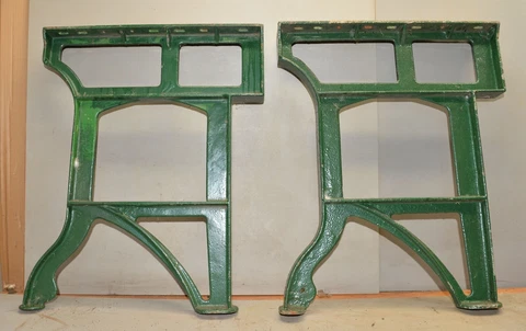 2 antique bow front lathe legs cast iron table desk base collectible repurpose Cover
