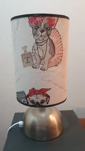 Paris eifel tower French bulldog Touch Lamp Base, Fabric Shade And Bulb Set - Picture 1 of 6