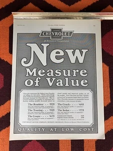 VTG 1925 CHEVROLET New Measure Of Value ROADSTER TOURING COUPE COACH SEDAN AD - Picture 1 of 2