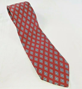 Neck Tie Roundtree & York 100% Silk 61 x 3.5 Burgundy Navy White Print Handmade - Bild 1 von 6