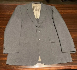 HAGGAR Vtg Solid Gray Tweed Blazer Suit Sport Coat Jacket 46L Big & Tall - Picture 1 of 10