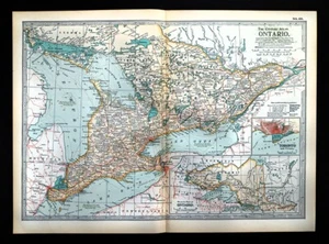 1897 Century Map Canada Ontario Toronto London Windsor Niagara Falls Ottawa ON - Picture 1 of 4