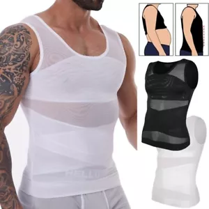 Men Slimming Body Shaper Tank Top Abdomen Gynomastica Compression Vest Shirt NCW - Picture 1 of 14