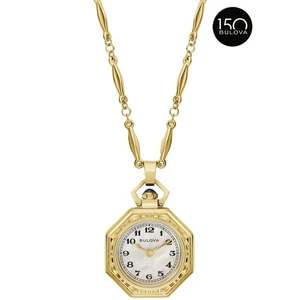 Bulova 97L182 Rubaiyat Pendant Necklace Gold-Tone Limited Edition Women's Watch - Picture 1 of 6