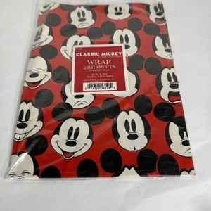 The Walt Disney Company MICKEY MOUSE Faces Red Gift Wrap Vintage Wrapping Paper - Picture 1 of 3