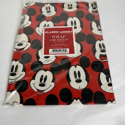 The Walt Disney Company MICKEY MOUSE Faces Red Gift Wrap Vintage Wrapping Paper - Image 1 of 3