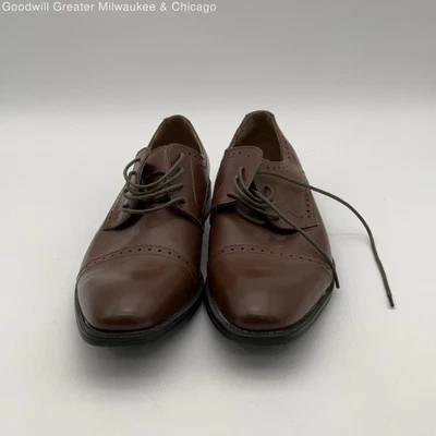 Zapatos de vestir Oxford con cordones punta almendra de cuero marrón Michigan para hombre talla 11 Foto 1 de 3