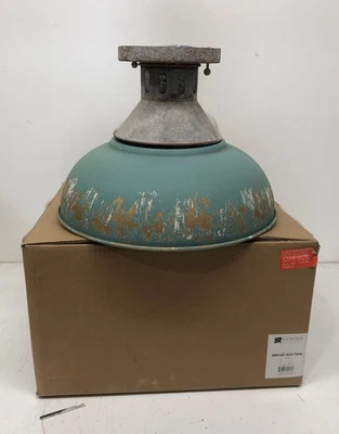 Golden Lighting Kinsley 14in. 1Light Galvanized Steel Teal Semi-Flush Mount - Image 1 of 3
