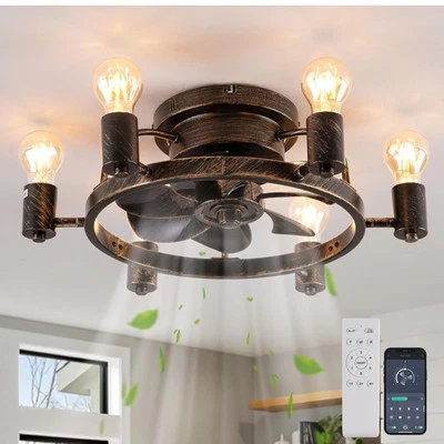  Ceiling Fans with Lights and Remote, 20 Inch Low Profile Flush Mount Bronze - Image 1 of 4