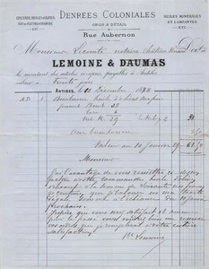 1888 DENREES COLONIALES LEMOINE & DAUMAS A ANTIBES - M. LECOMTE - Picture 1 of 1