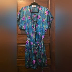 Featherbed Women's Vintage Satin Floral Nightie and Robe Set M - Picture 1 of 9