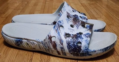 Crocs Realtree Aspect Camo Waterproof Blue Slides Sandals Mens 8 Womens 10 Walk - Image 1 of 4