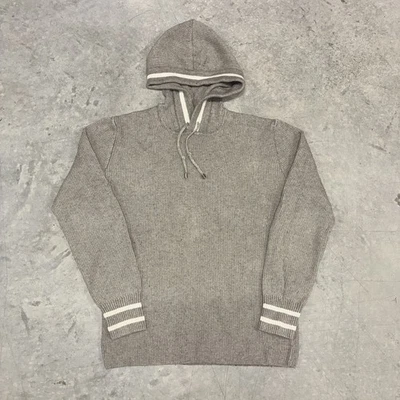 Neiman Marcus Ribbed Knit Sweater Hoodie Cashmere Cotton Made in Italy L - Image 1 of 4