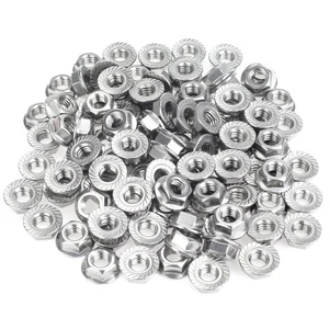 100 Pieces 5/16”-18 Flange Nuts, Serrated Flange Hex Lock Nuts Assortment Kit... - Picture 1 of 4