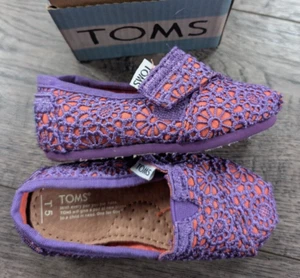 Baby Girl Clothes Toms Size 5 Purple Orange Crochet Shoes - Picture 1 of 6