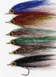 WONDED MINNOW FLY 6-PACK #8 HOOK  SLOW SINKING MIX- COLORS - Picture 1 of 1