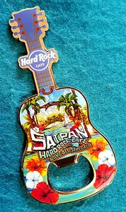SAIPAN N. MARIANA ISLANDS HIBISCUS BOTTLE OPENER MAGNET GUITAR Hard Rock Cafe - Picture 1 of 1