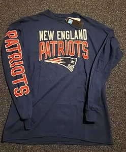 New England Patriots Blue Junk Food Long Sleeve T-Shirt Mens L NWT NFL Licensed - Picture 1 of 10