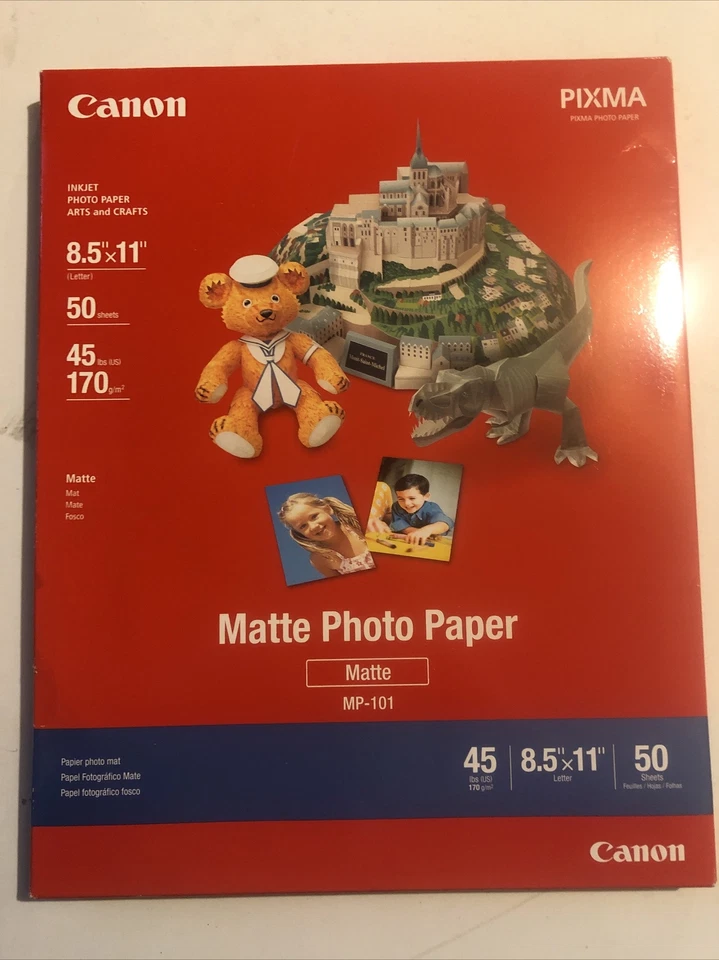 Canon Pixma Matte Photo Paper 8.5 X 11 Inches 50 Sheets MP101