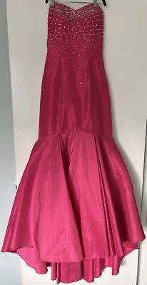 Vestido MAGGIE SOTTERO FLIRT Rosa Caliente 🩷 Baile de graduación Adornado Sin Tirantes Talla 4 Foto 1 de 4