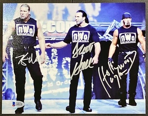 NUEVO CON ETIQUETAS (HULK HOGAN HALL NASH) 8x10 AUTO BAS CERTIFICADO AUTÉNTICO - WWE HOF - A8 - Imagen 1 de 4