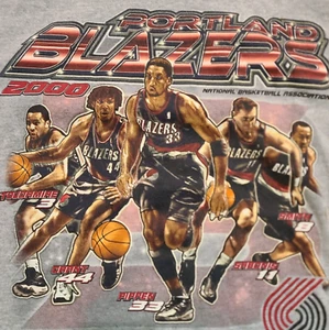 Maglietta Vintage Portland Trail Blazers Caricature Team Pippen Sabonis Drexler - Foto 1 di 12