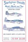 Starfighter Decals 1/72 OPERATION LEADER U.S.S. Ranger North Atlantic 1943